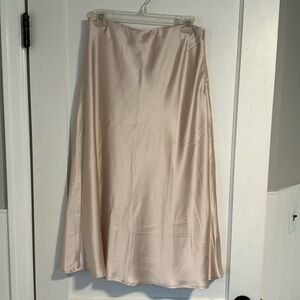 Rachel Zoe Light Pink Satin Midi Skirt, Size Medium